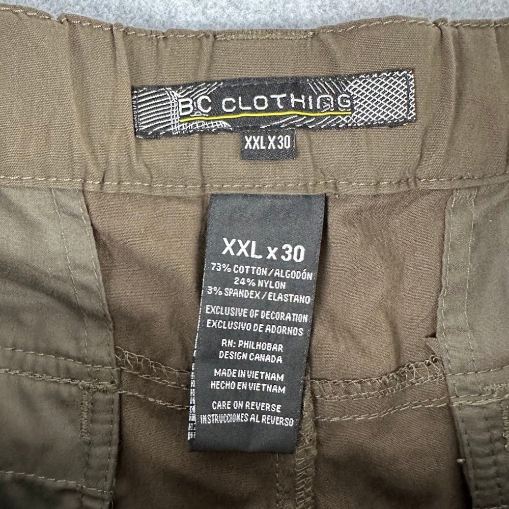 BC Clothing Mens Cargo Convertible Pants Zip Off Legs Khaki‎ Size XXL 30 - Picture 4 of 8